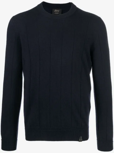 Brioni vertical-pattern cashmere jumper
