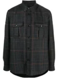 Brioni check-print knitted shirt jacket - Black