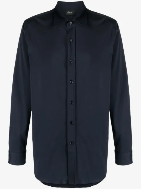 Brioni spread-collar cotton shirt