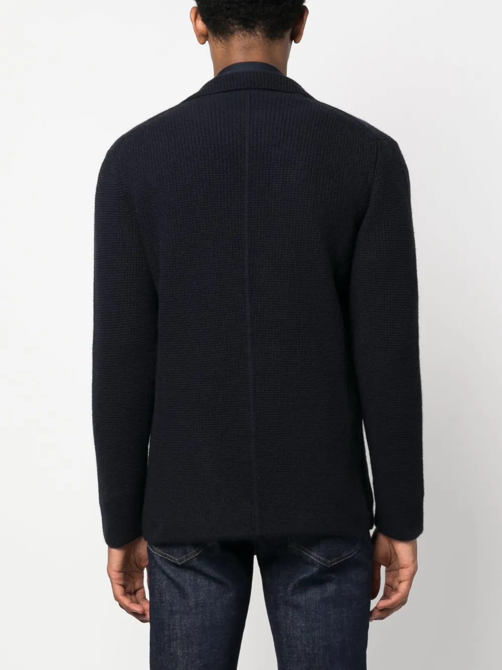 Brioni Waffle-knit Button-up Cardigan In Blue