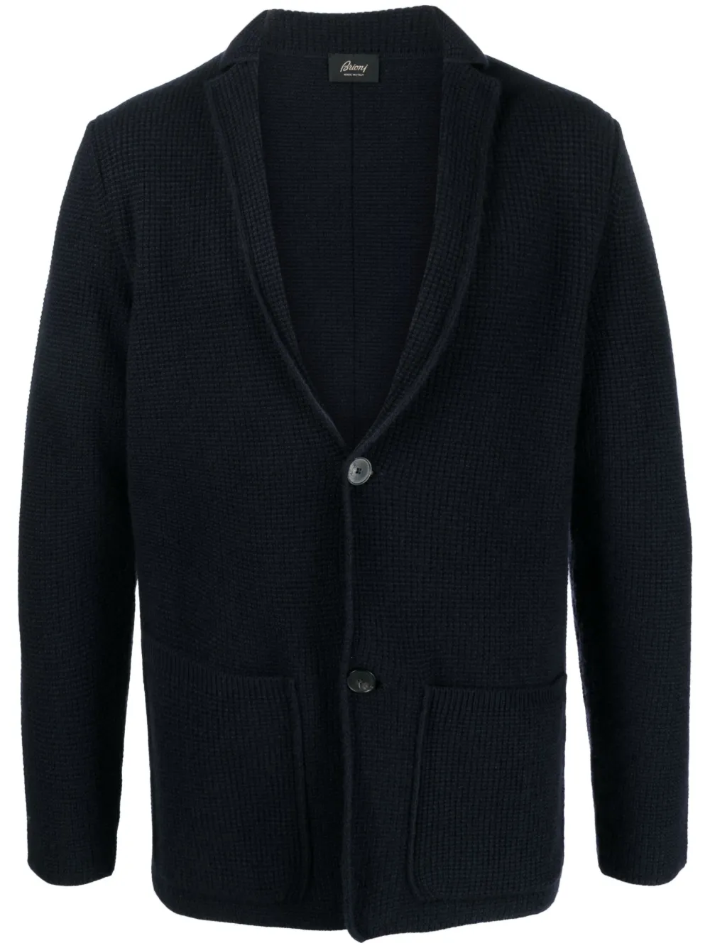 Brioni Waffle-knit Button-up Cardigan In Blue