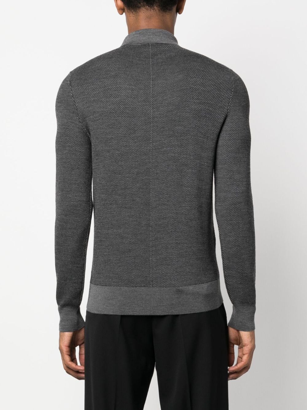 Shop Brioni Long-sleeve Wool Polo Shirt In Grey