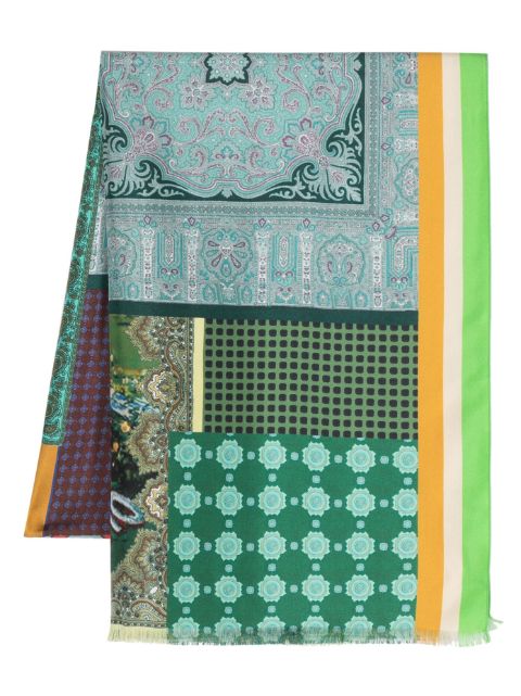 Pierre-Louis Mascia Aloe patchwork-pattern silk scarf