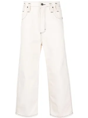 White wide leg cropped on sale trousers