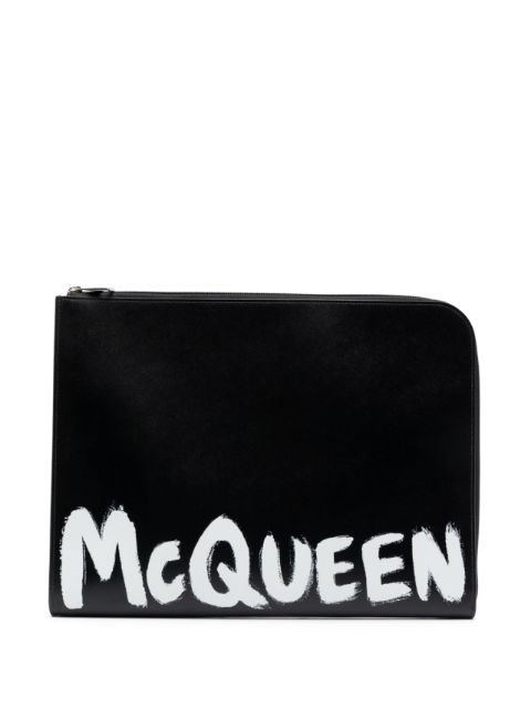 Alexander McQueen Graffiti logo-print clutch Men