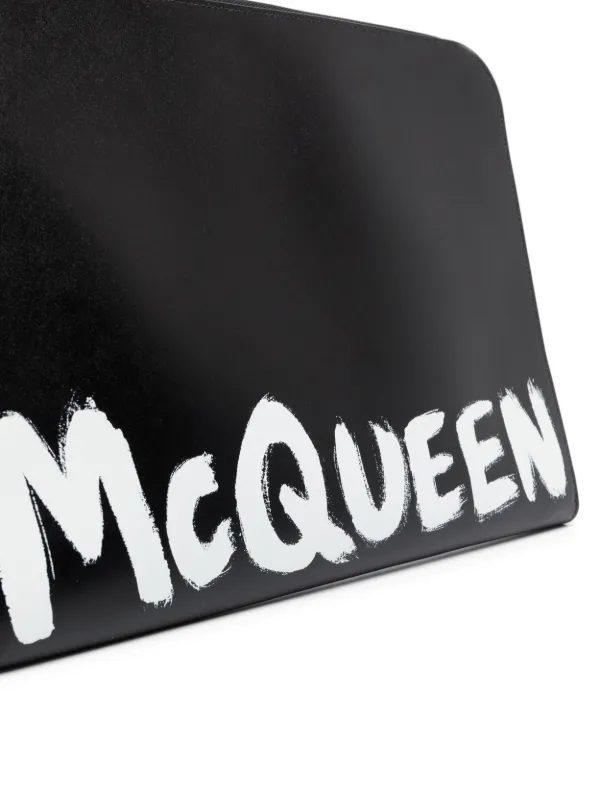 Alexander McQueen Graffiti logo-print Clutch | Black | FARFETCH