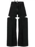 The Attico cut-out wide-leg jeans - Black