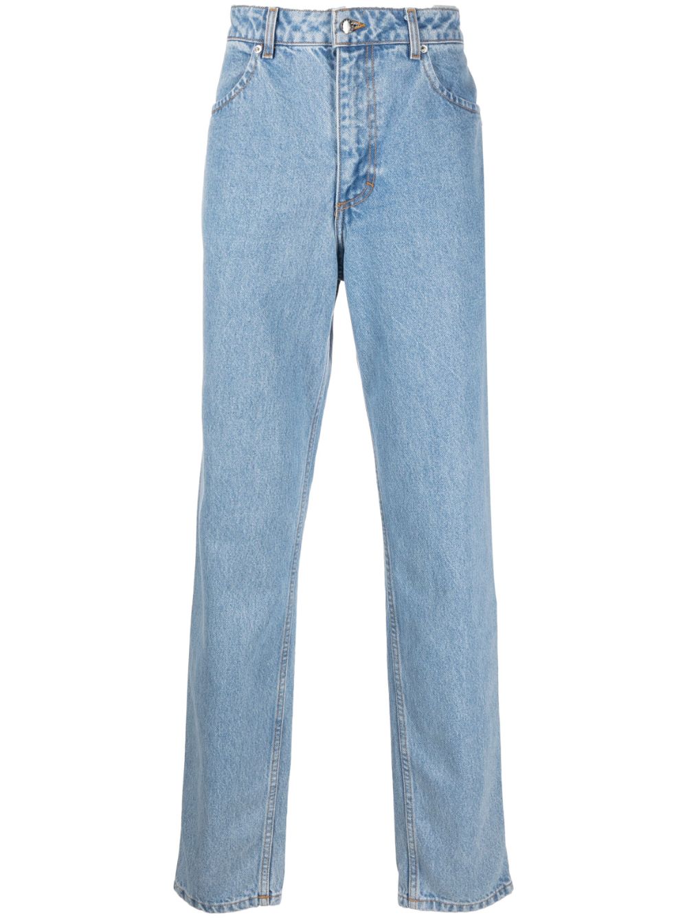 Shop Eckhaus Latta Mid-rise Straight-leg Jeans In Blue