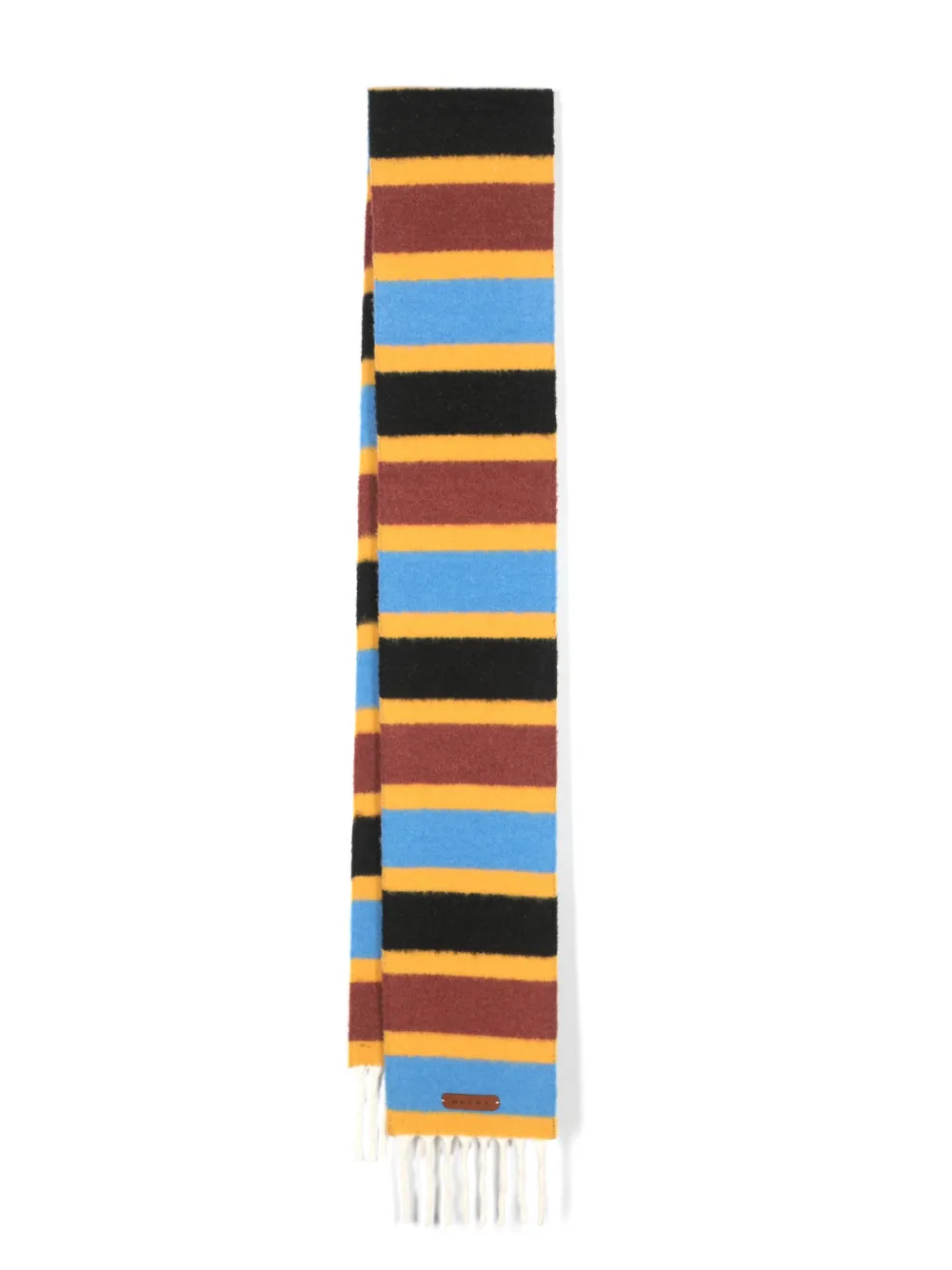 MARNI STRIPE-PATTERN FRINGED SCARF