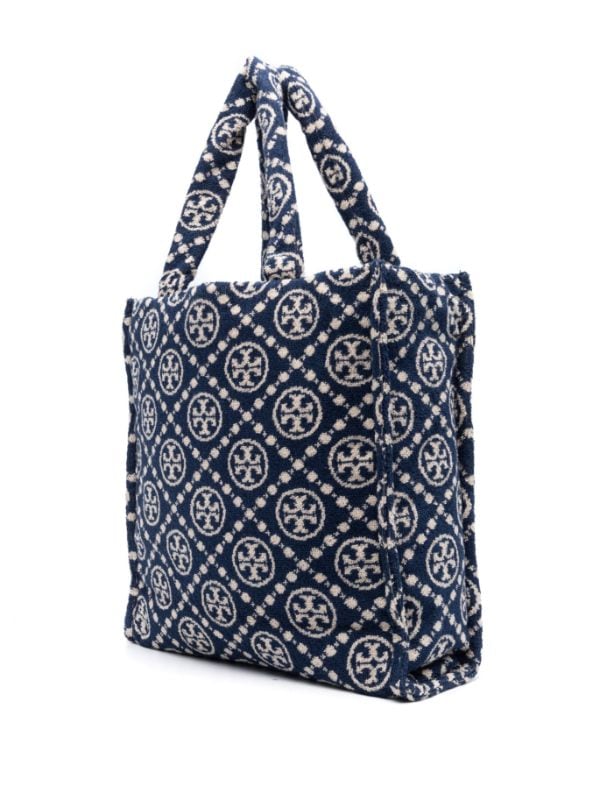 Tory Burch Women's T Monogram Jacquard Mini Bucket Bag, Tory Navy, Blue,  Print, One Size: Handbags