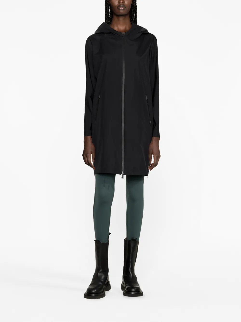 Herno Hooded Zip-fastening Coat In Black