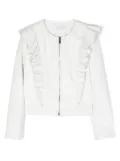 Monnalisa zip-up ruffled sweatshirt - White