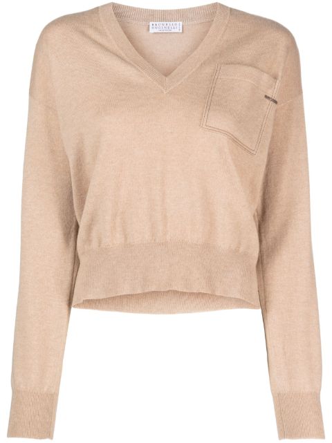 Brunello Cucinelli patch-detail cashmere jumper Women