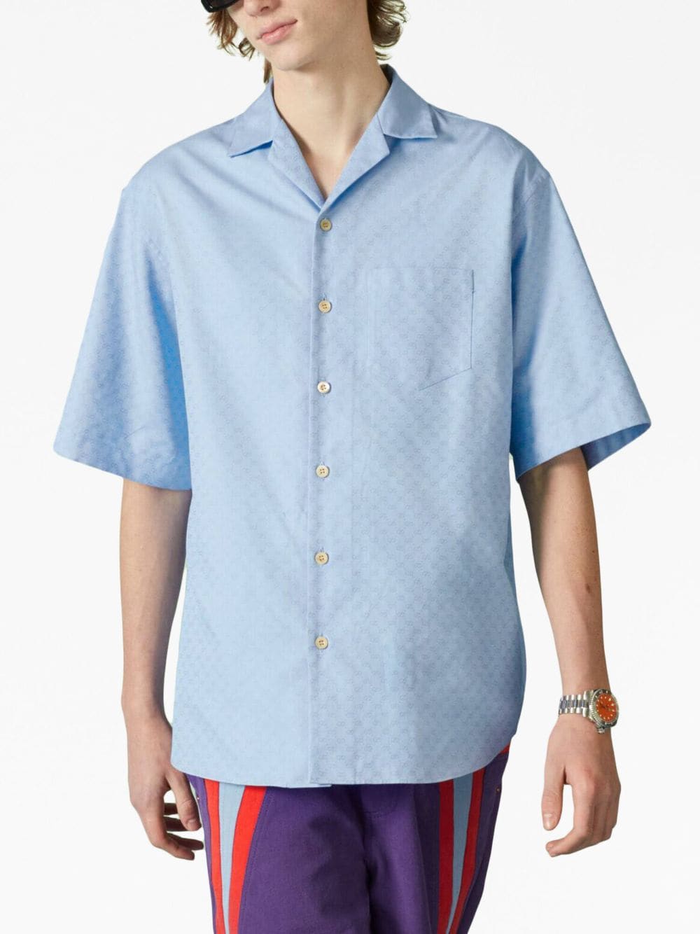 Gucci Overhemd met logopatroon - Blauw