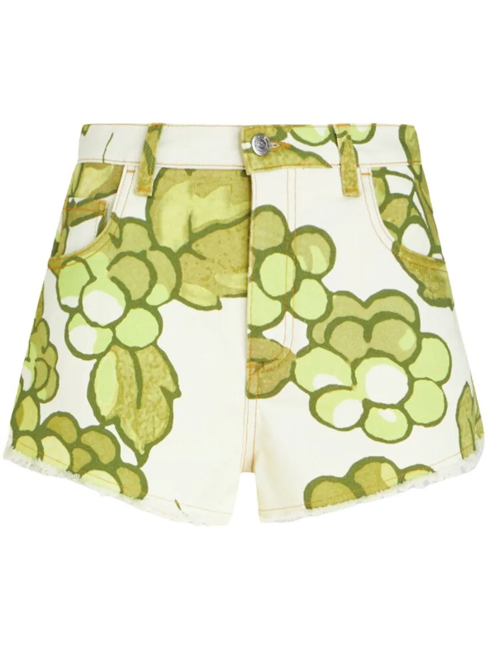 etro short en jean à imprimé berry - vert