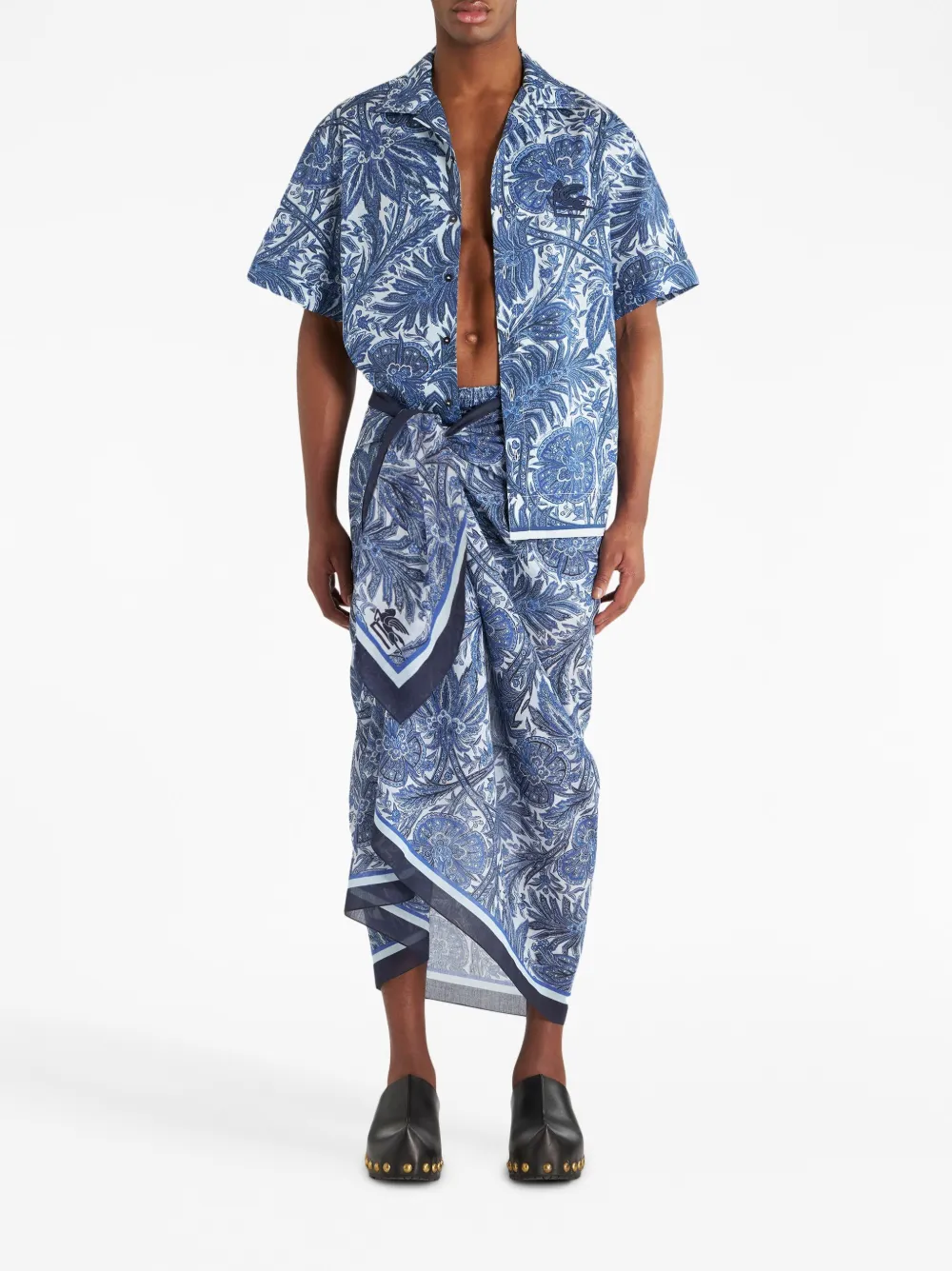 ETRO floral-print beach coverup - Blauw