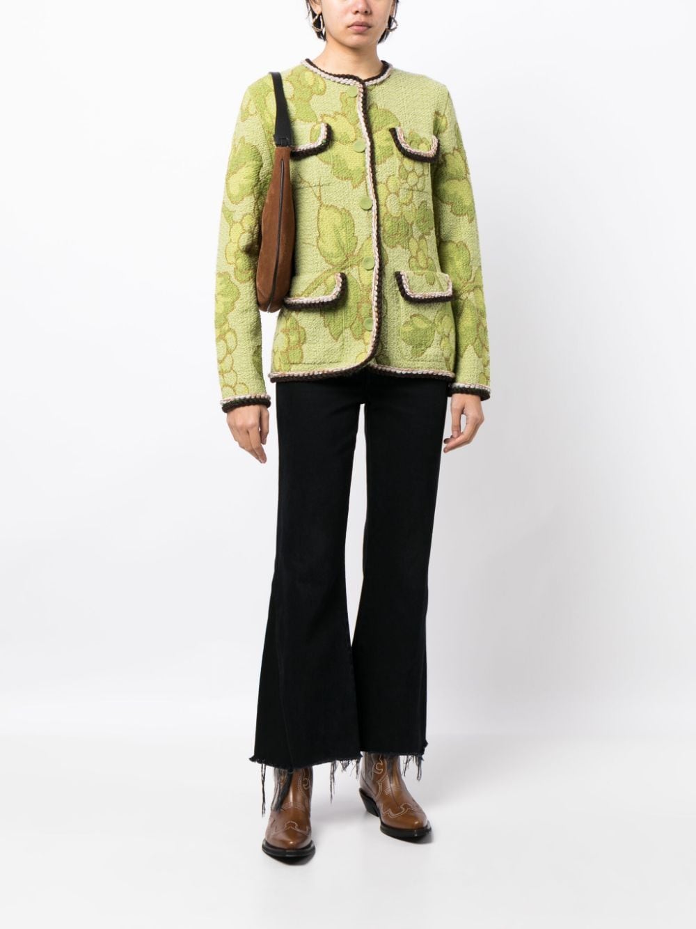 Shop Etro Classic Button-up Tweed Jacket In Green