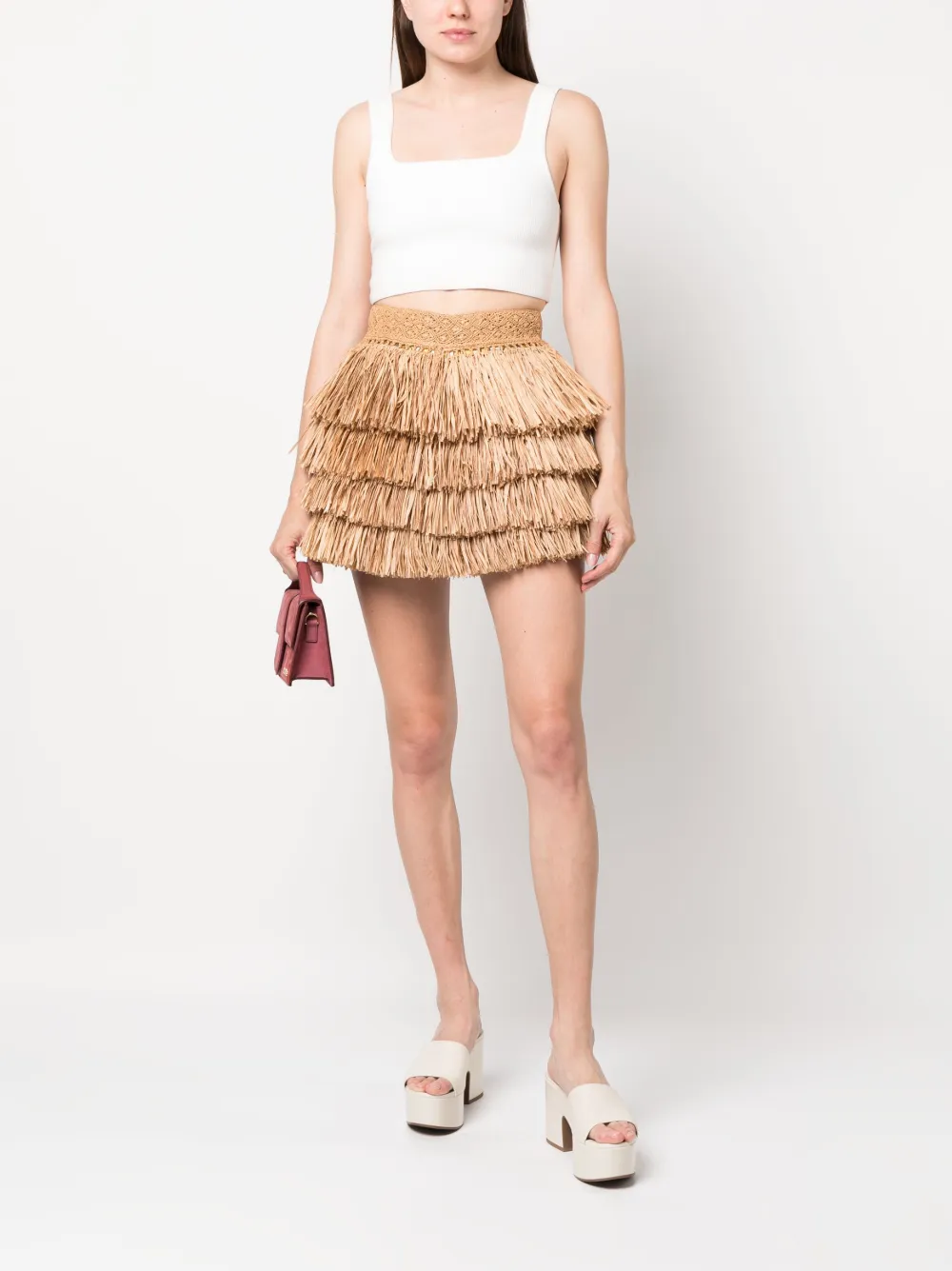 MADE FOR A WOMAN Mini-rok met franjes - Beige