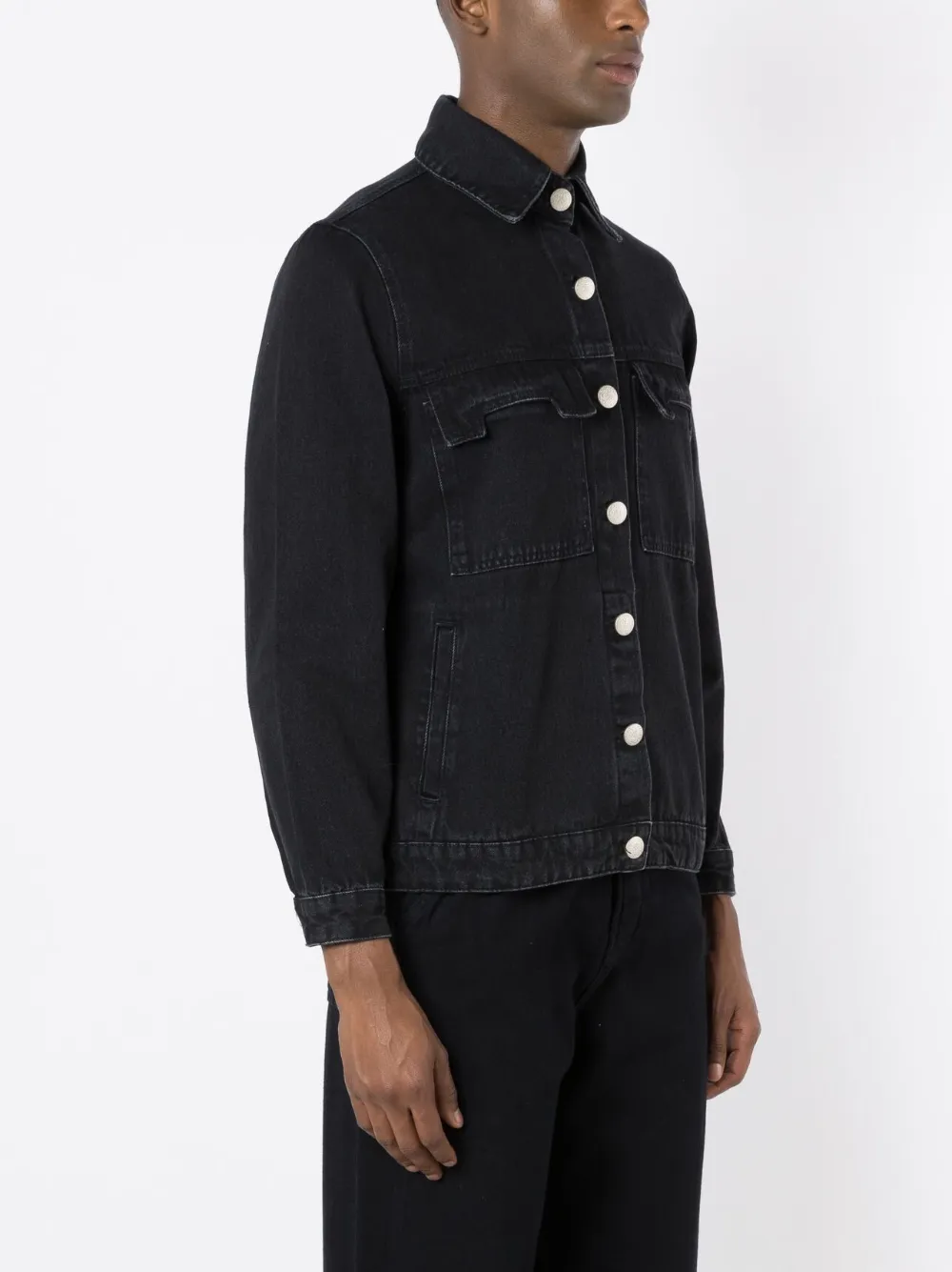 Shop Misci Long-sleeved Denim Jacket In Black