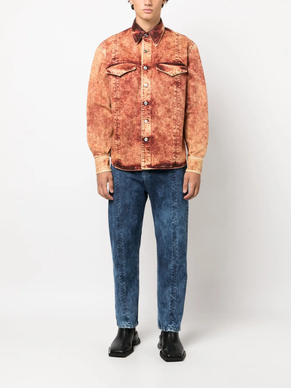 Namacheko Nama Crinet denim overhemd - Oranje