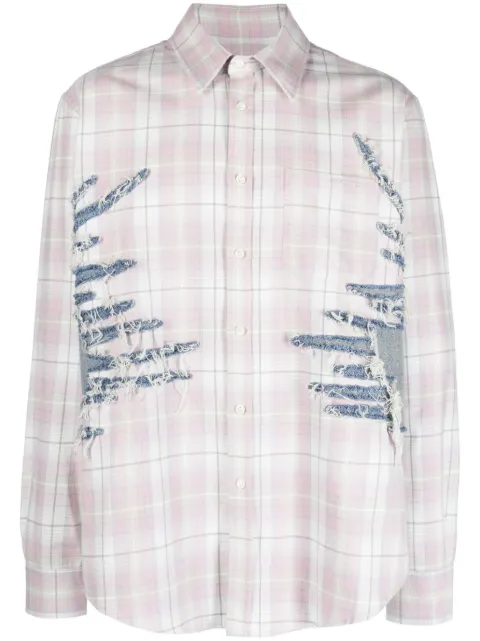 Y/Project whisker-embroidered check shirt