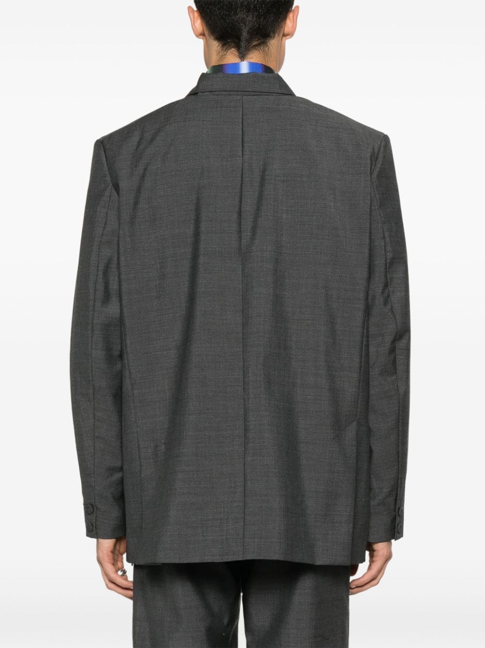 Shop Bianca Saunders Pinches-detailed Wool-blend Blazer In Grey