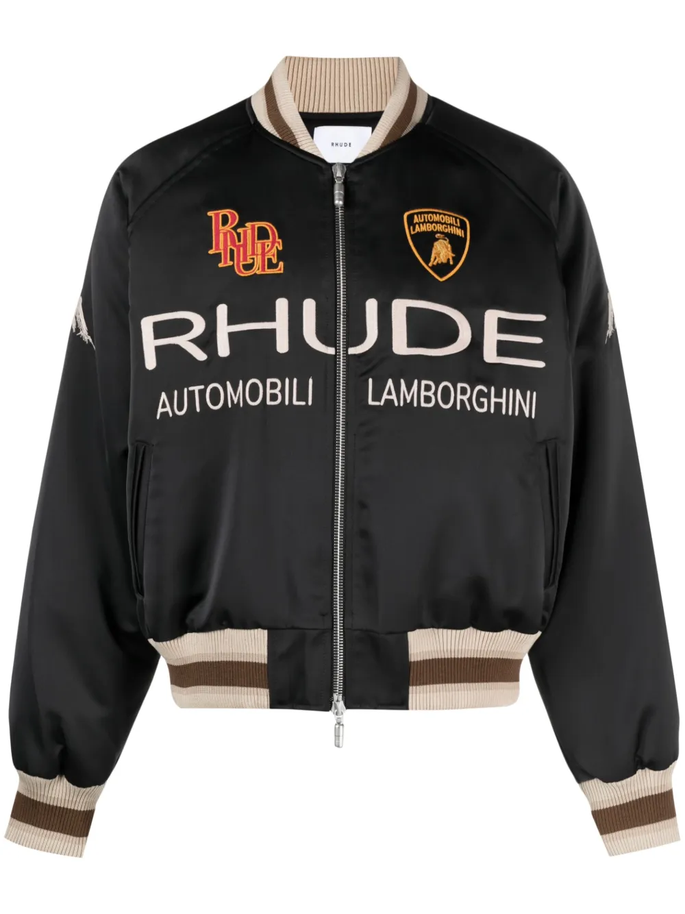 RHUDE x Lamborghini satijnen bomberjack Zwart