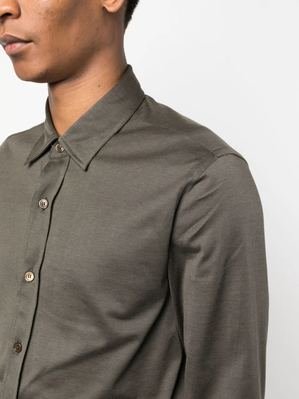 Brioni Long-sleeve Button-up Shirt In Green
