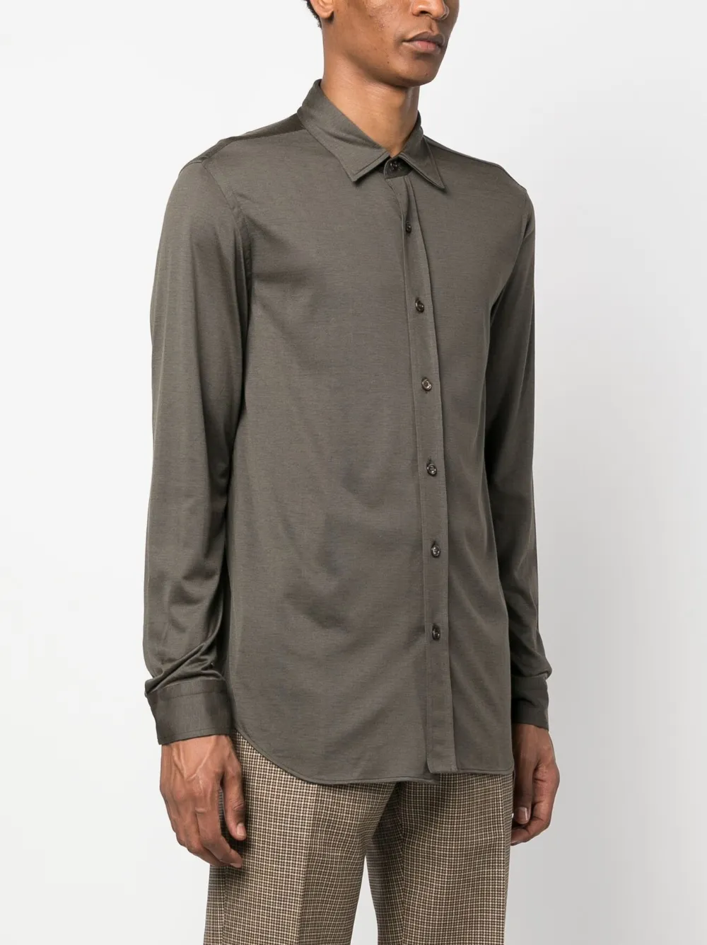 Brioni Long-sleeve Button-up Shirt In Green