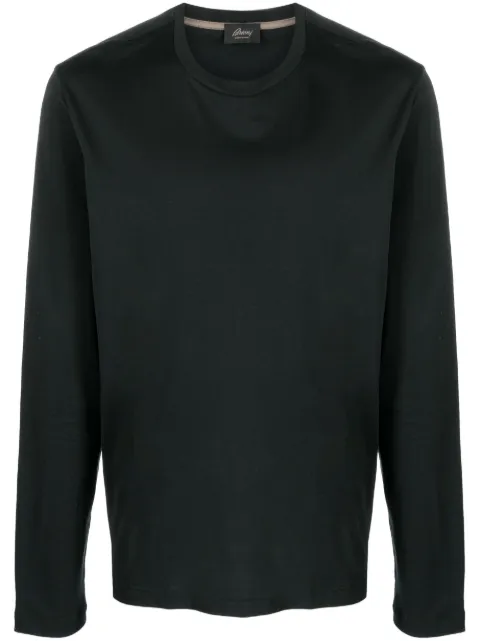 Brioni logo-embroidered cotton top