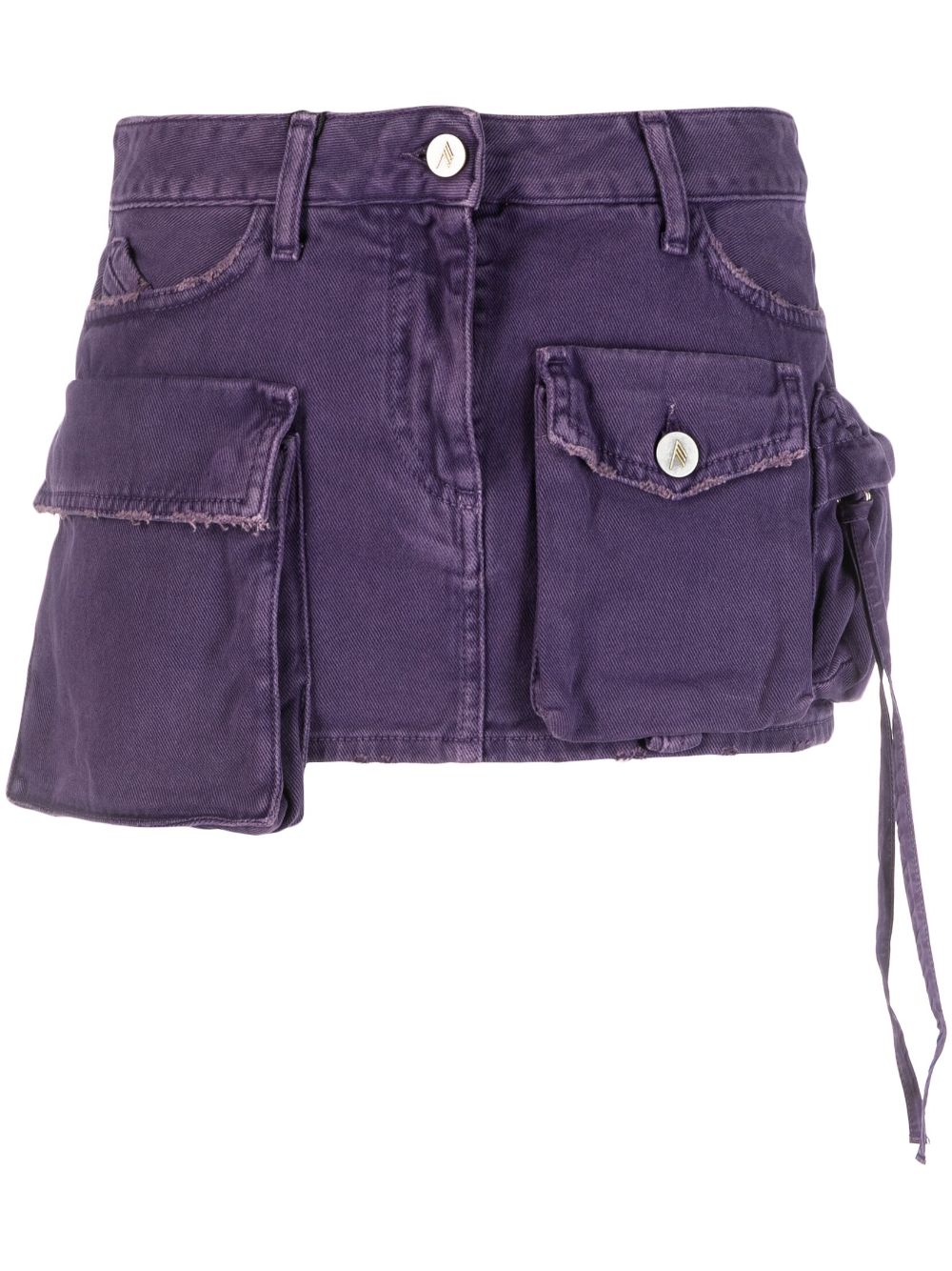 Shop Attico Fay Denim Miniskirt In Purple