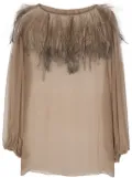 Dolce & Gabbana Pre-Owned 2000s feather-trim silk blouse - Brown