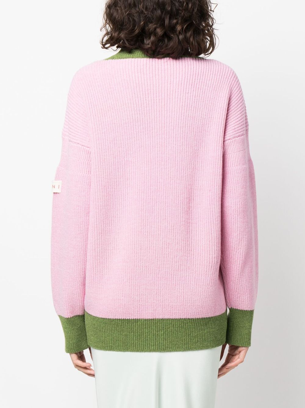 Shop Marni Asymmetric Raw-edge Ribbed Jumper In Pink