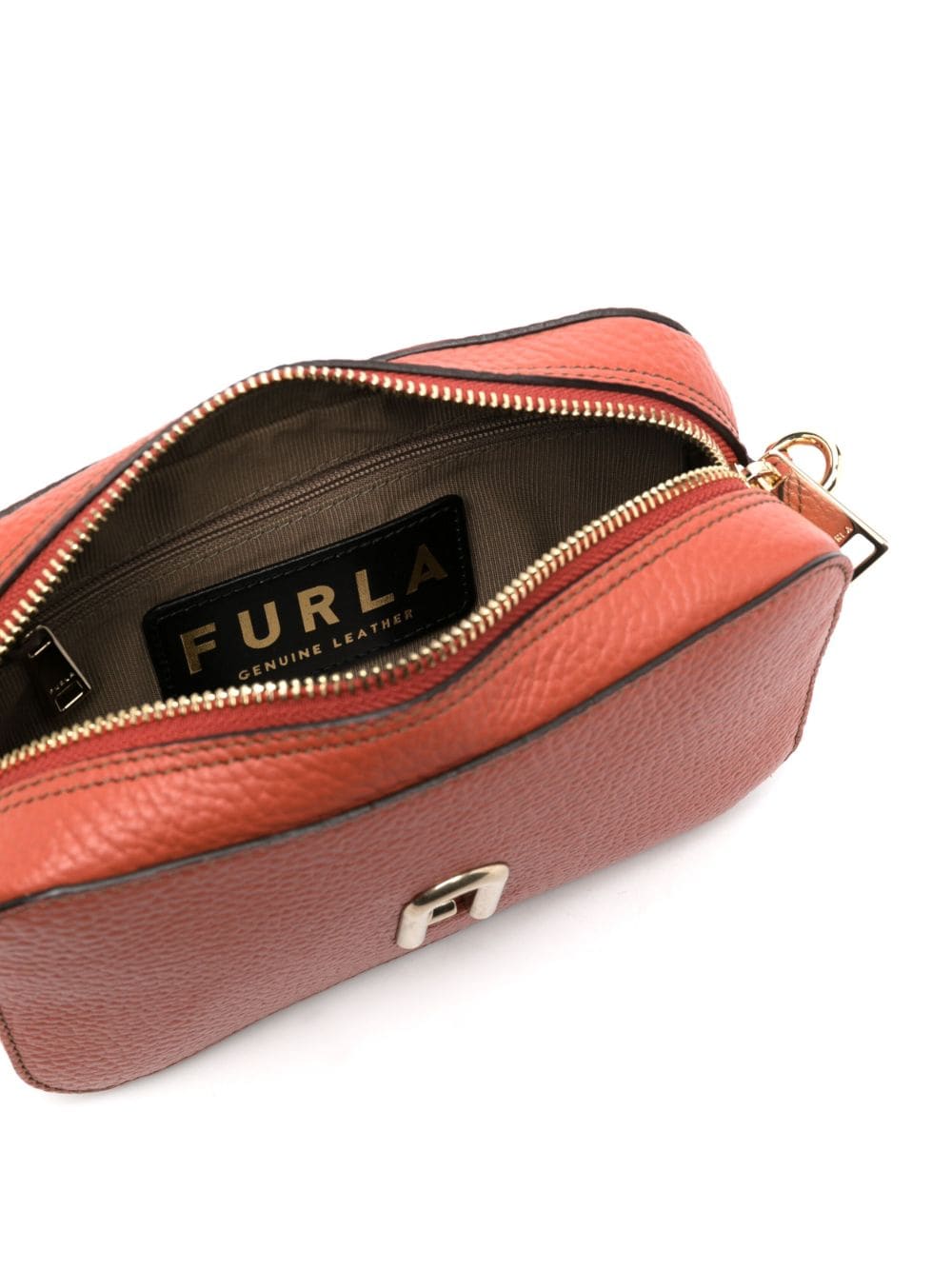 Shop Furla Mini Primula Leather Crossbody Bag In Orange