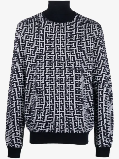 Balmain suéter con monograma en intarsia