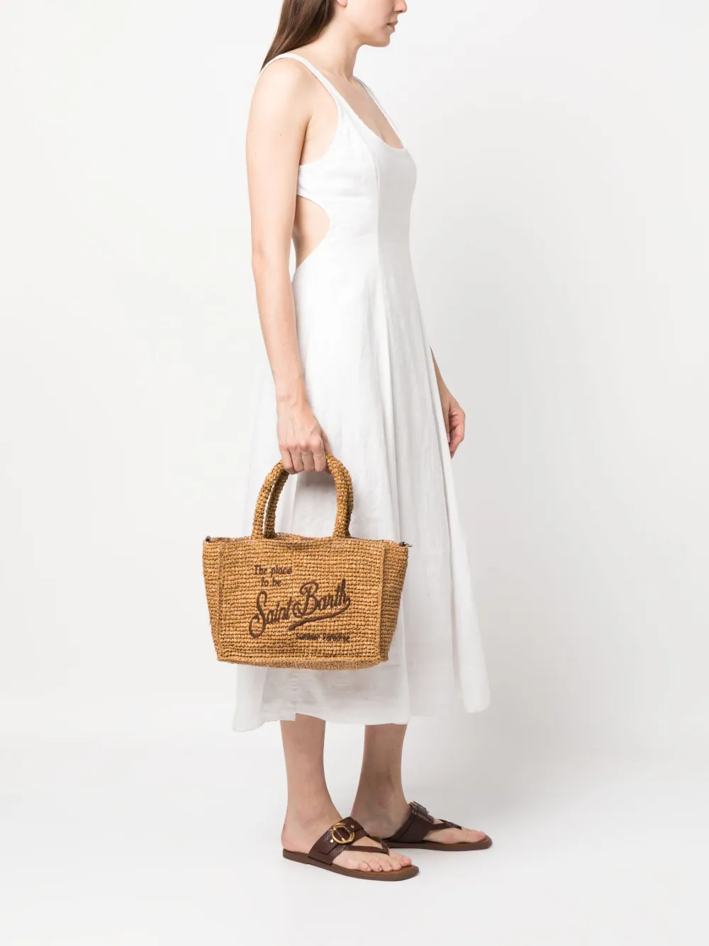 MC2 Saint Barth Shopper met geborduurd logo - Beige