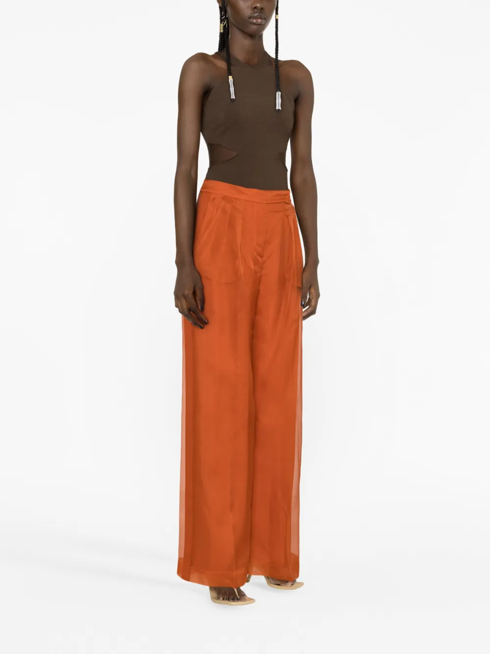 Max Mara Broek met wijde pijpen - Oranje