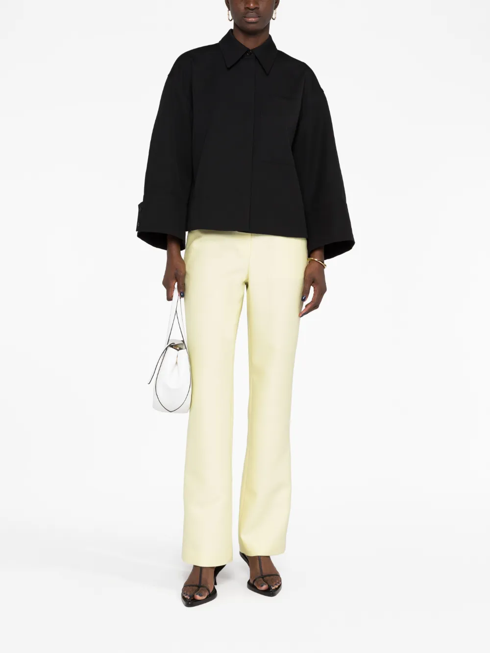 Jil Sander long-sleeve wool shirt - Zwart