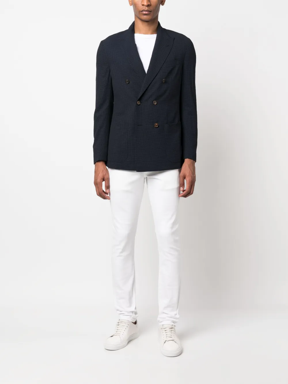 Eleventy double-breasted checked blazer - Blauw