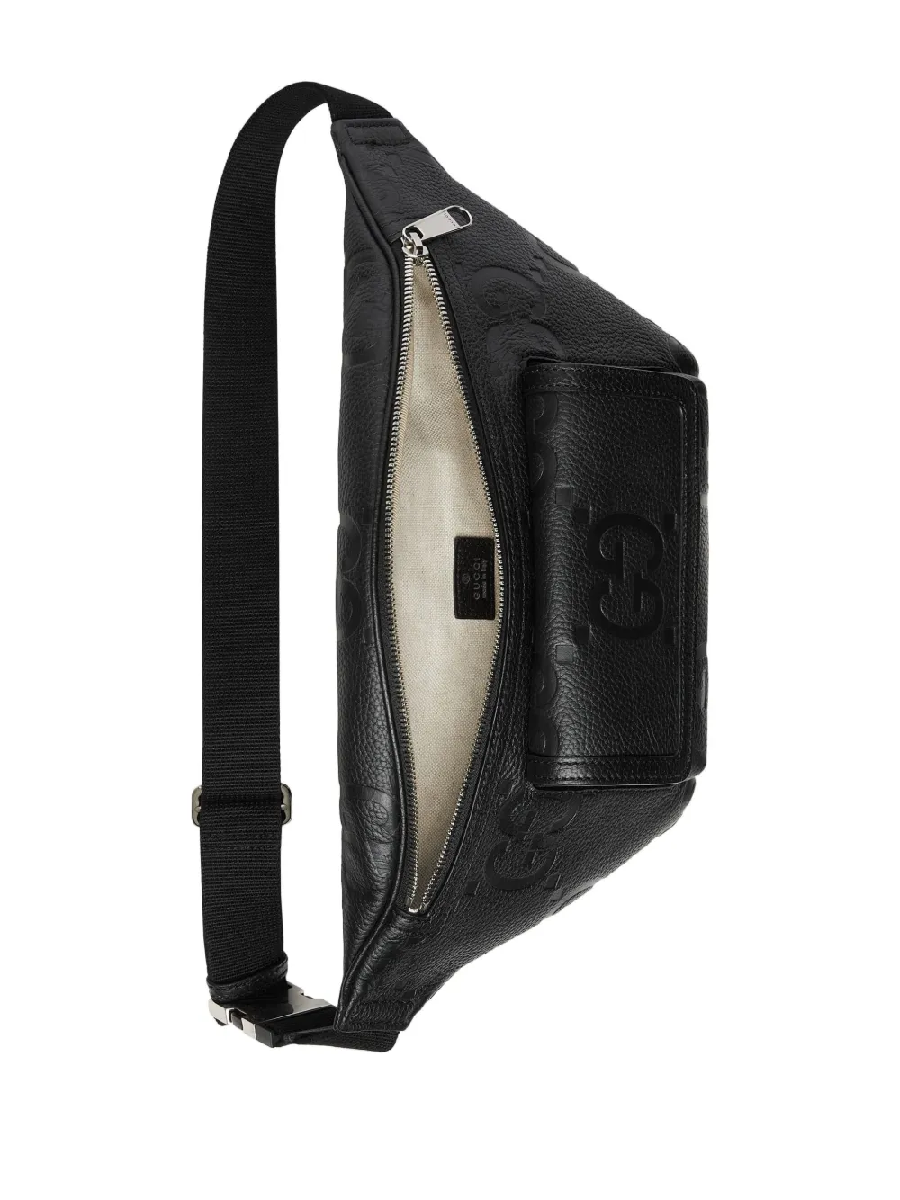 Gucci Jumbo GG Monogram Embossed Belt Bag | Black | FARFETCH