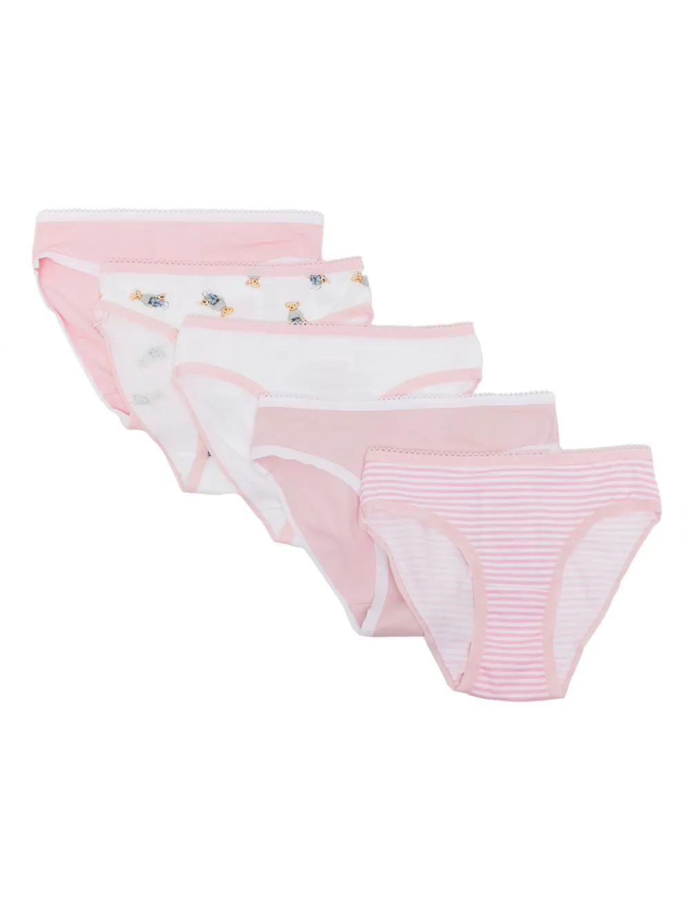 Polo Ralph Lauren Kids' Striped Briefs (set Of Five) In Pink