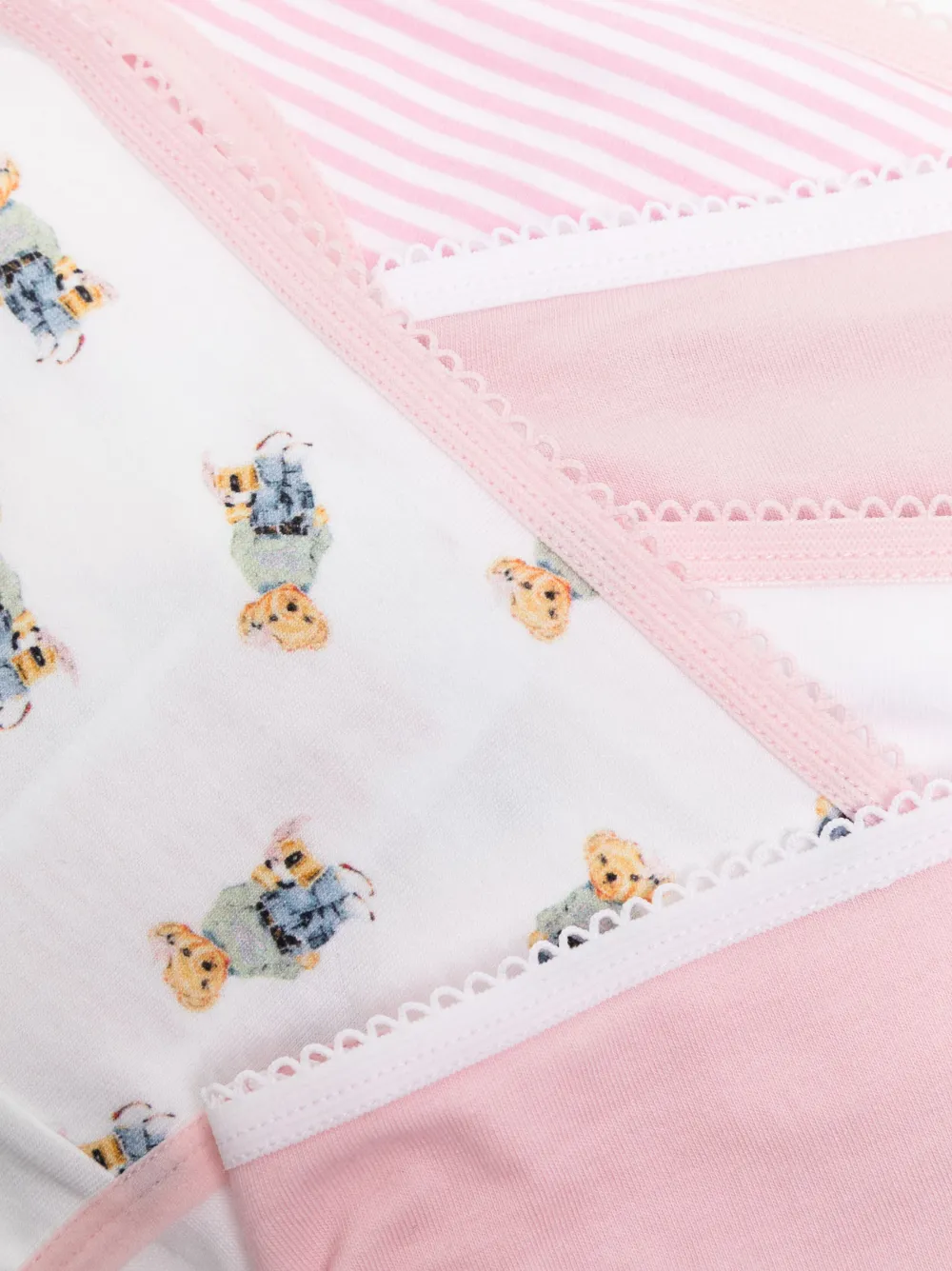  Polo Ralph Lauren Kids Striped Briefs (set Of Five) - Pink 