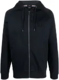 BOSS logo-patch drawstring hoodie - Blue