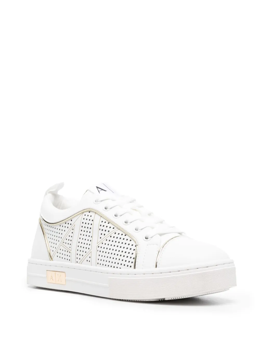 Armani Exchange perforated-detail low-top sneakers - Wit