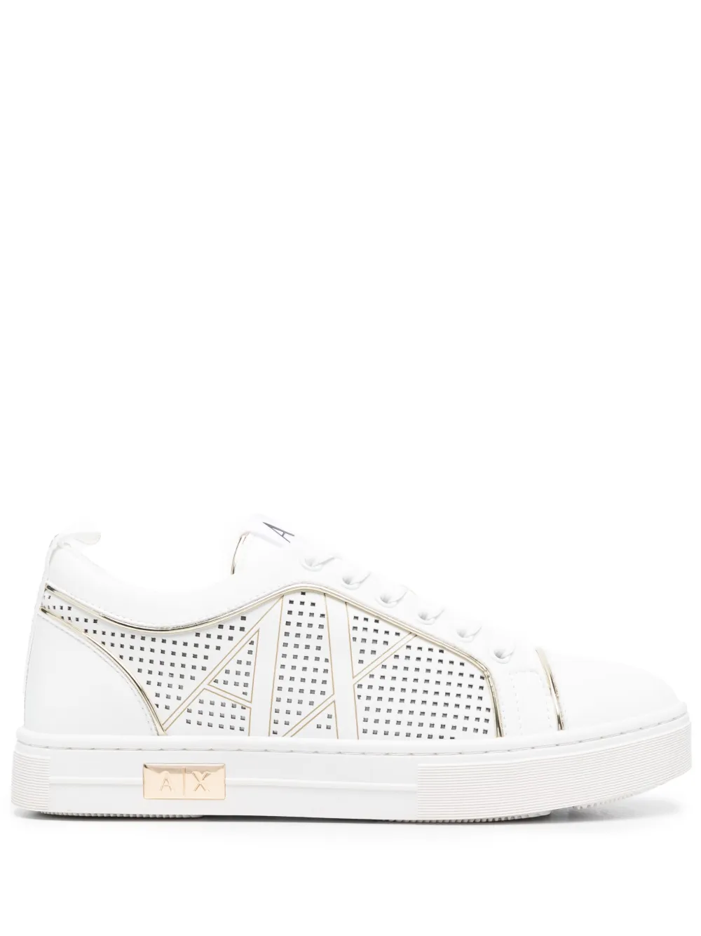 Armani Exchange Perforated-detail Low-top Sneakers In White