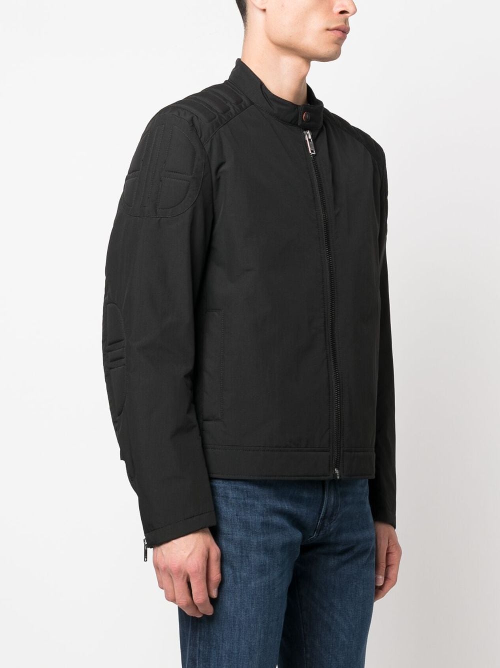 Shop Hugo Boss Logo-patch Zip-up Jacket In Black