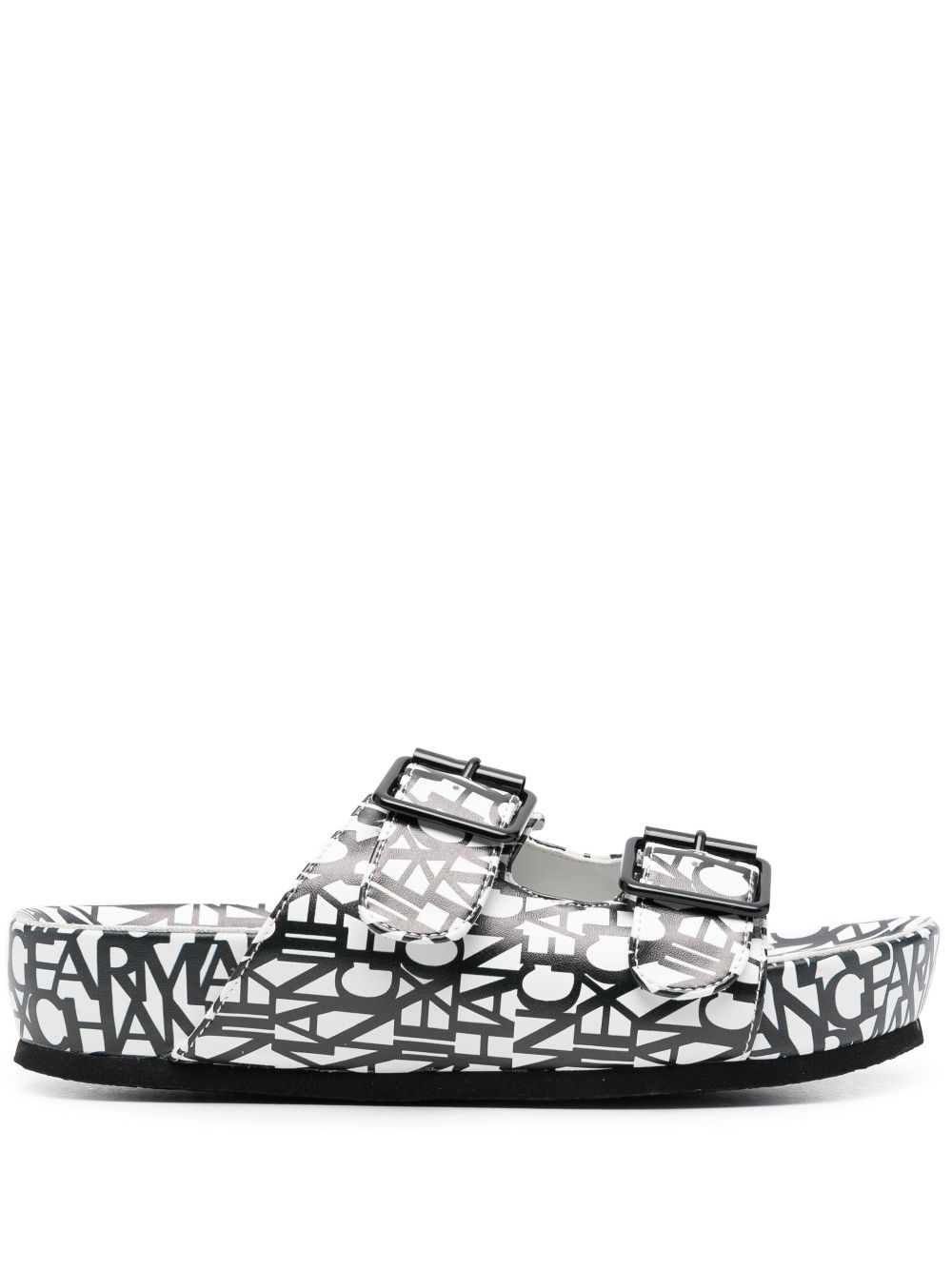 Armani Exchange logo-print flat sandals - White