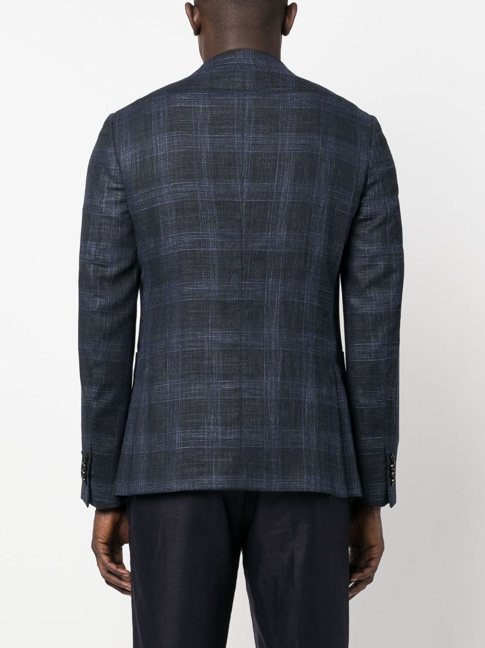 Shop Zegna Check Single-breasted Blazer In Blue