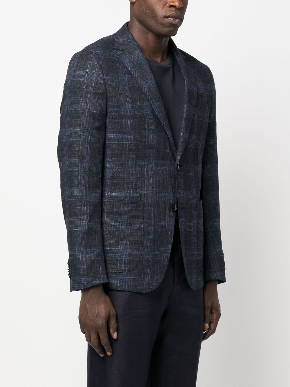 Shop Zegna Check Single-breasted Blazer In Blue