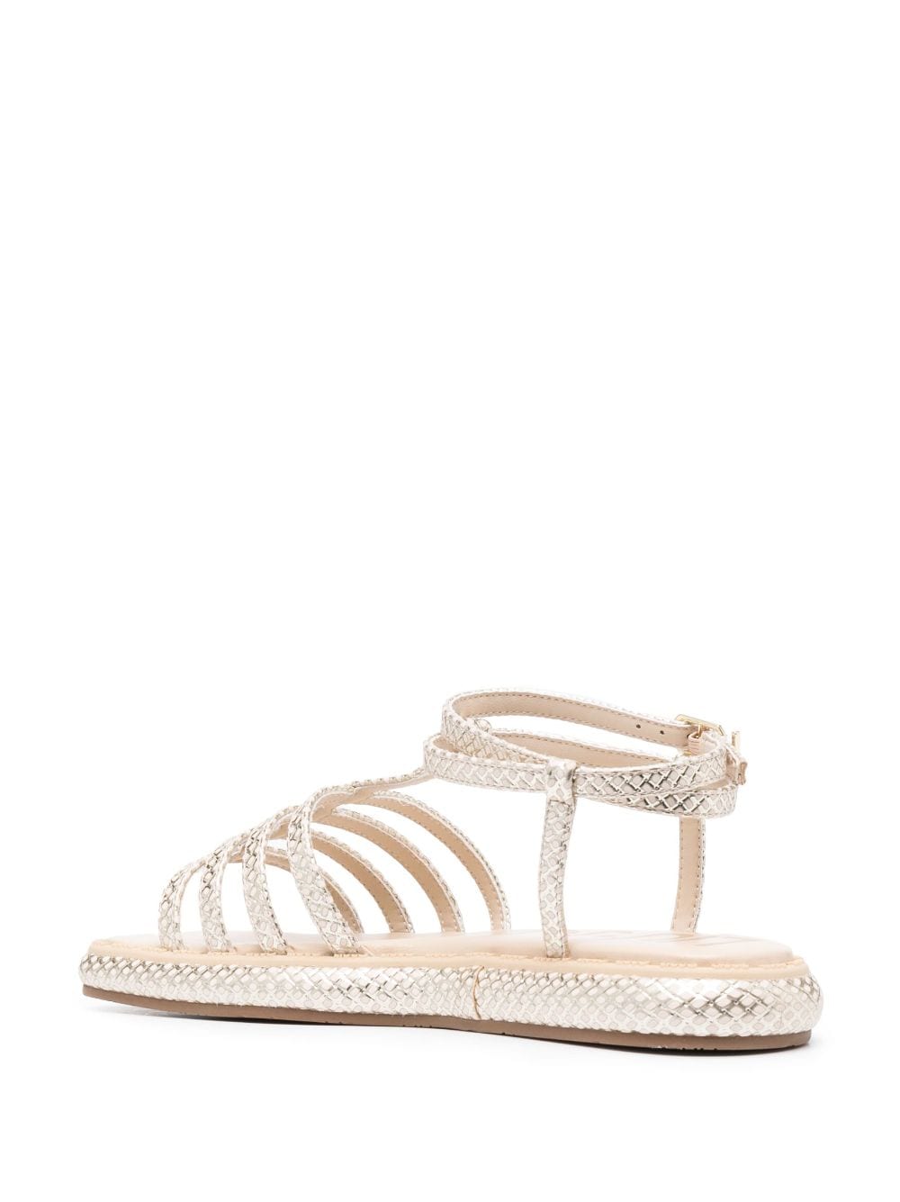 Shop Liu •jo Amelia Cut-out Flat Sandals In Neutrals